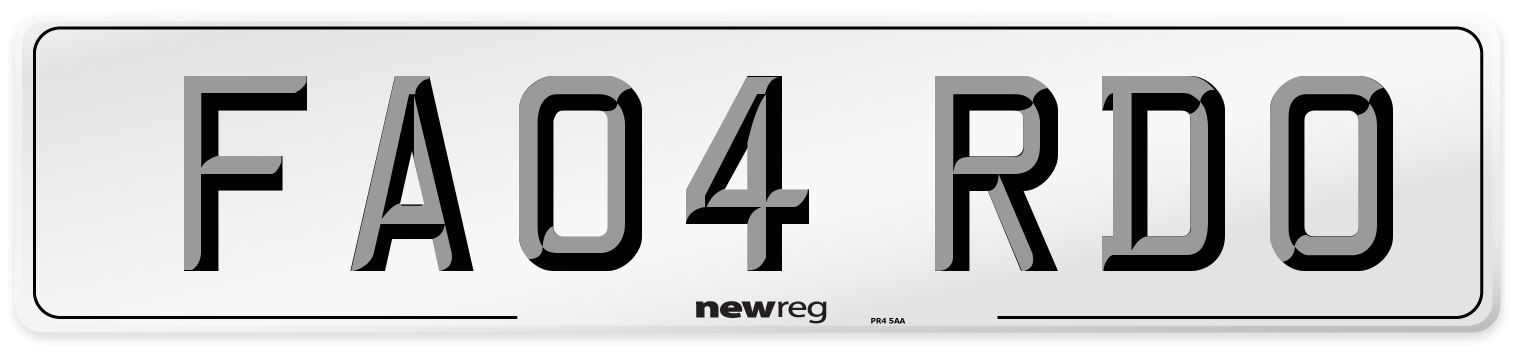 FA04 RDO Number Plate from New Reg